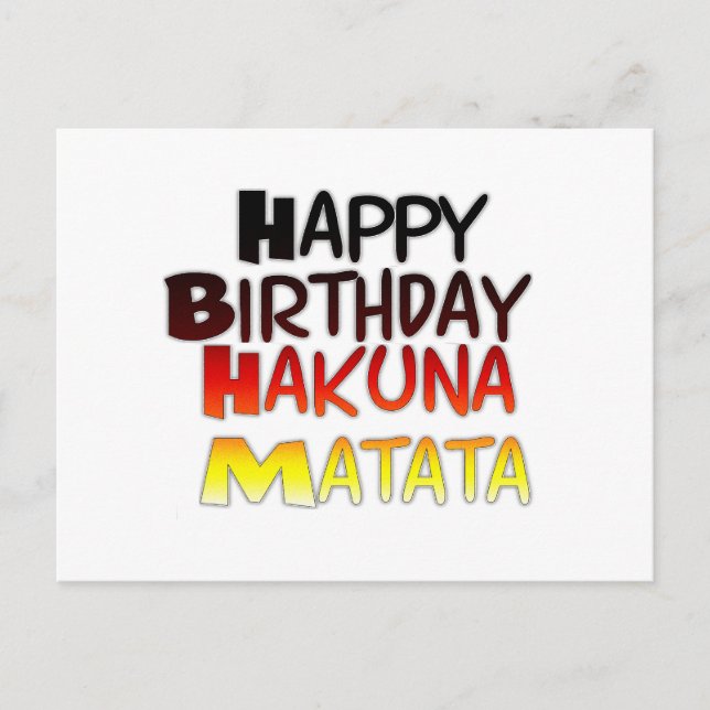 Postal Cumpleaños Alemán Impresión de Arte Hakuna Matata (Anverso)