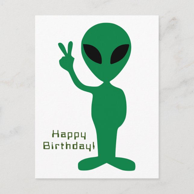 Postal Cumpleaños Alien Pacifista (Anverso)