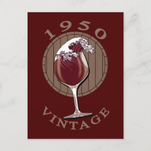 Postal Cumpleaños Amante del Vino - 1950 Vintage