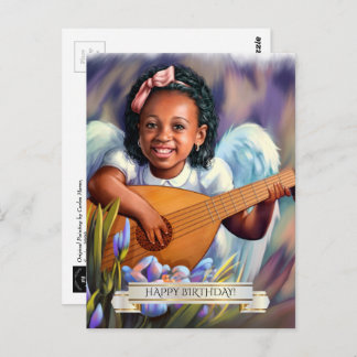 Postal Cumpleaños. Ángel pequeño con Lute