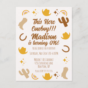 Postal Cumpleaños Arcoíris Rodeos Groovy Primer Cumpleaño