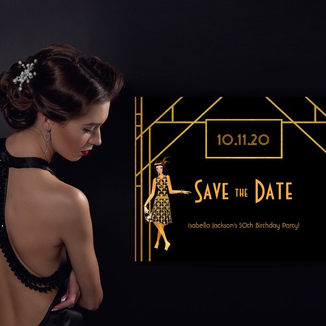 Postal Cumpleaños art deco 1920, salve la fecha (Subido por el creador)