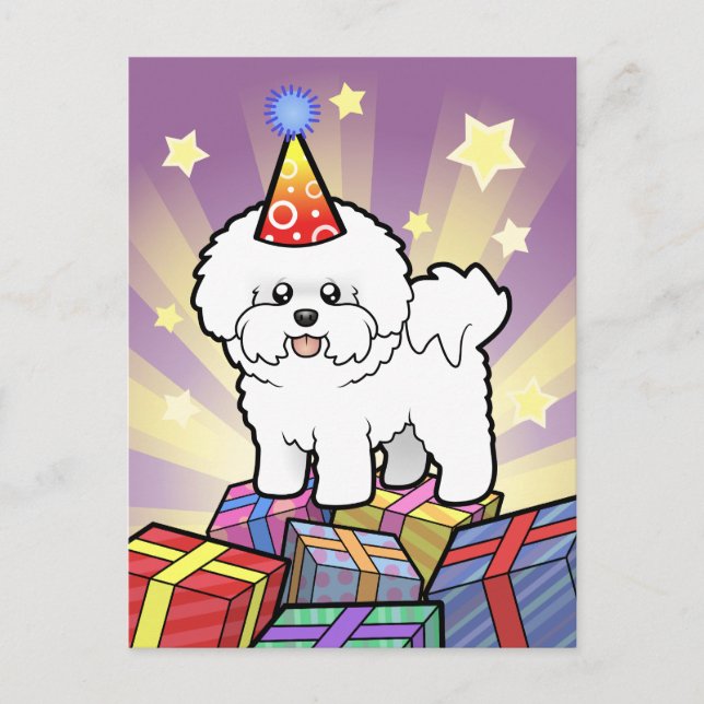 Postal Cumpleaños Bichon Frise (Anverso)
