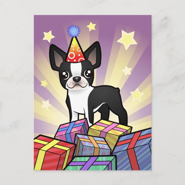 Postal Cumpleaños Boston Terrier (Anverso)