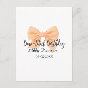 Postal Cumpleaños bow-tiful naranja lazo nombre fecha sim