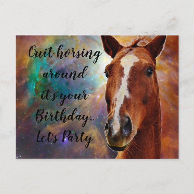 Postal Cumpleaños caballo felicitaciones (Anverso)