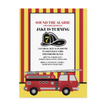 Cumpleaños Camión de Bomberos Rayado Rojo Amarillo