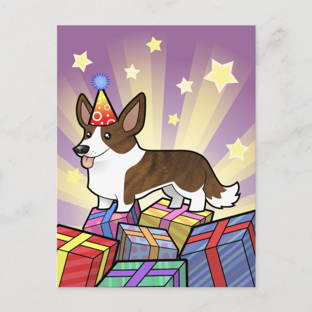 Postal Cumpleaños Cardigan Welsh Corgi (Anverso)