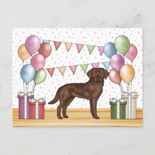 Postal Cumpleaños colorido de perro recuperador de chocol