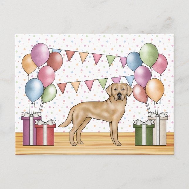 Postal Cumpleaños Colorido de un Labrador Retriever Amari (Anverso)