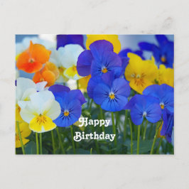 Postal Cumpleaños con Foto Floral de Pansies Moradas Boni