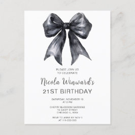 Postal Cumpleaños con lazo de coqueta negro