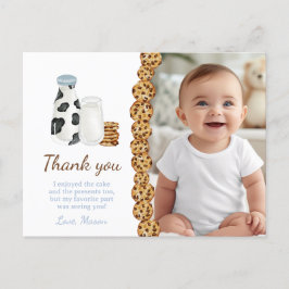 Postal Cumpleaños con leche y galletas, favor de agradeci