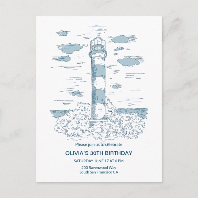 Postal Cumpleaños con tema náutico (Anverso)