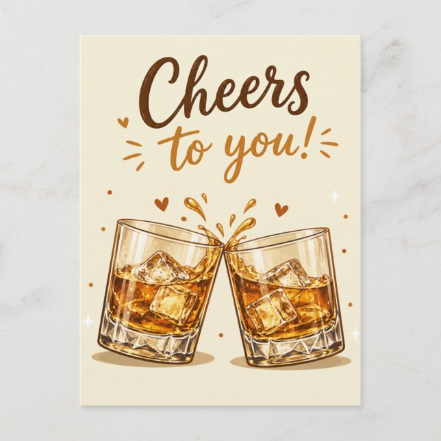 Postal Cumpleaños con Whisky con Hielo (Anverso)
