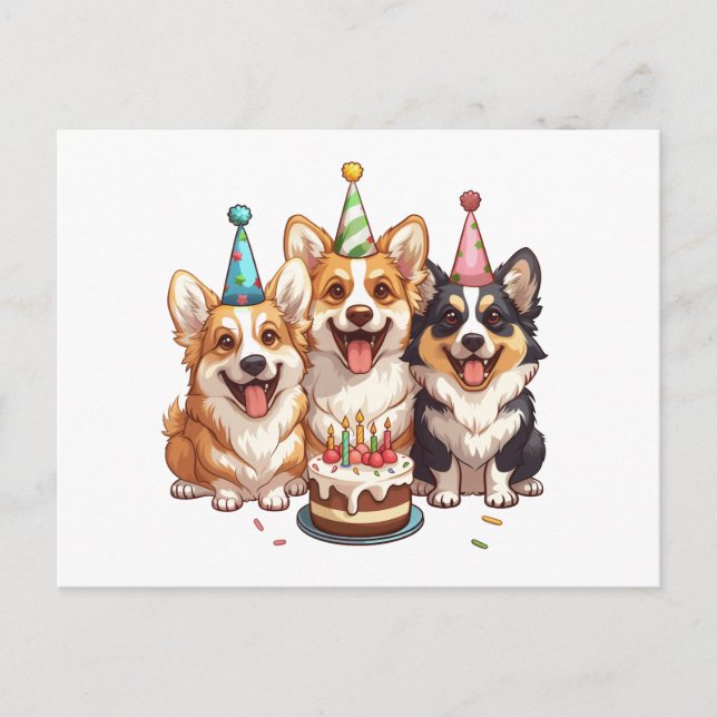 Postal Cumpleaños Corgi Dogs (Anverso)