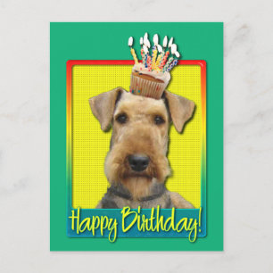 Postal Cumpleaños Cupcake Airedale