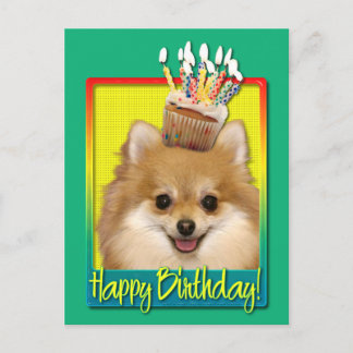 Postal Cumpleaños Cupcake Pomeranian