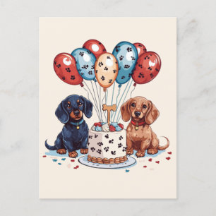 Postal Cumpleaños Dachshund Dogs