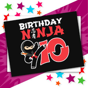 Postal Cumpleaños de 10 años de edad Ninja de Karate Kids