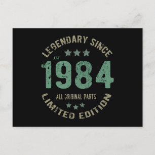 Postal Cumpleaños de 41 años Leyenda de 1984 Regalo de cu