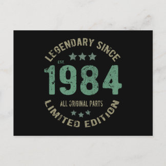 Postal Cumpleaños de 41 años Leyenda de 1984 Regalo de cu