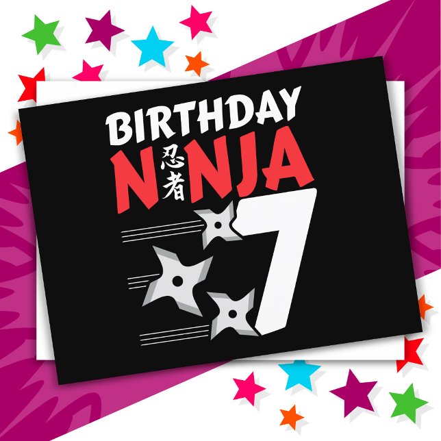 Postal Cumpleaños de 7 años de estrellas de fiesta Ninja  (Subido por el creador)