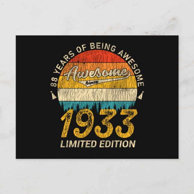 Postal Cumpleaños de 92 años 1933 Regalo increíble para c (Anverso)