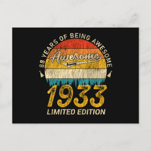Postal Cumpleaños de 92 años 1933 Regalo increíble para e