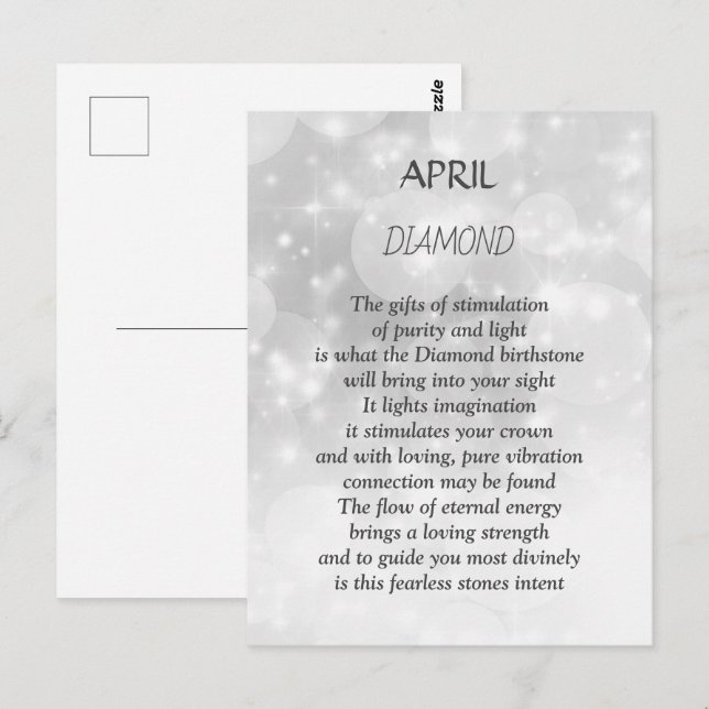 Postal Cumpleaños de abril Birthstone Diamond (Anverso / Reverso)