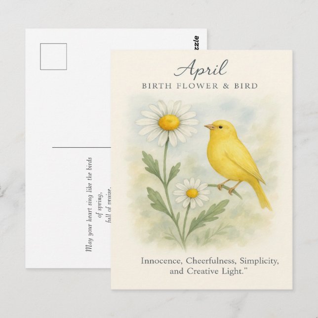 Postal Cumpleaños de Abril Versículo Bíblico Cruz y Resur (Anverso / Reverso)