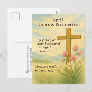 Postal Cumpleaños de Abril Versículo de la Biblia Cruz y