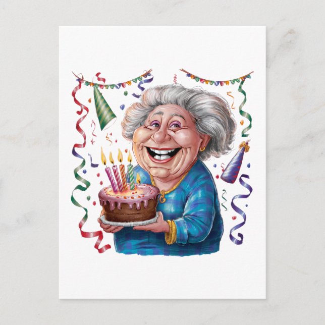 Postal Cumpleaños de Abuela con Gran Sonrisa (Anverso)