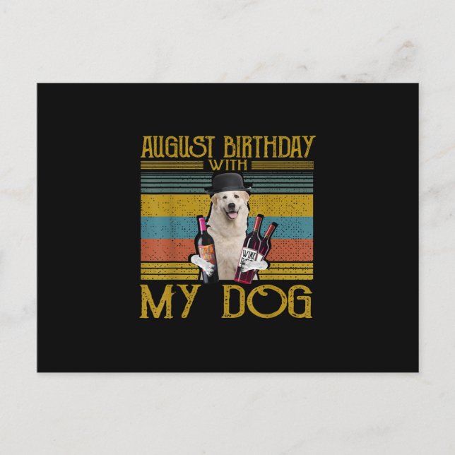 Postal Cumpleaños de agosto con mi gran perro Pirineos 20 (Anverso)