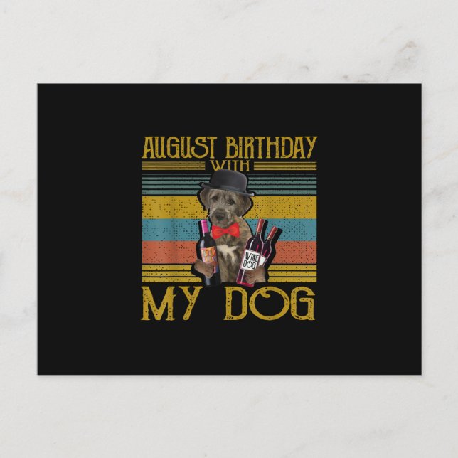 Postal Cumpleaños de agosto con mi perro lobo de Irlanda  (Anverso)