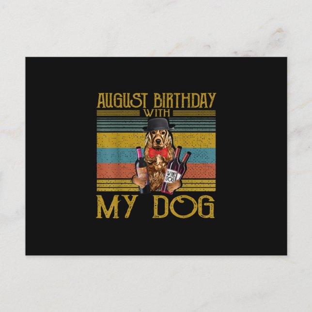 Postal Cumpleaños de agosto con mi perro setter irlandés  (Anverso)