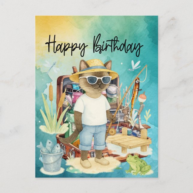 Postal Cumpleaños de amantes de la pesca  (Anverso)