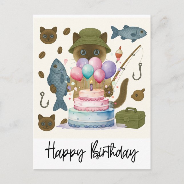 Postal Cumpleaños de amantes de la pesca  (Anverso)