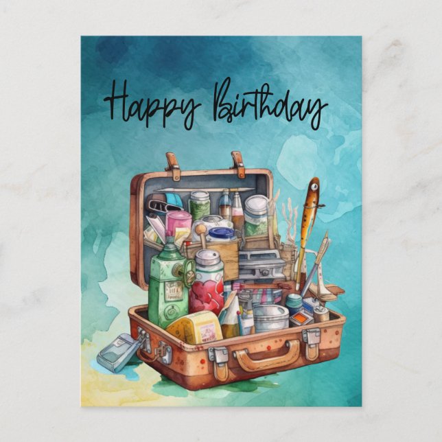 Postal Cumpleaños de amantes de la pesca  (Anverso)