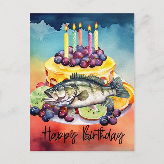 Postal Cumpleaños de amantes de la pesca  (Anverso)
