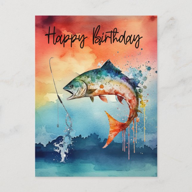 Postal Cumpleaños de amantes de la pesca  (Anverso)