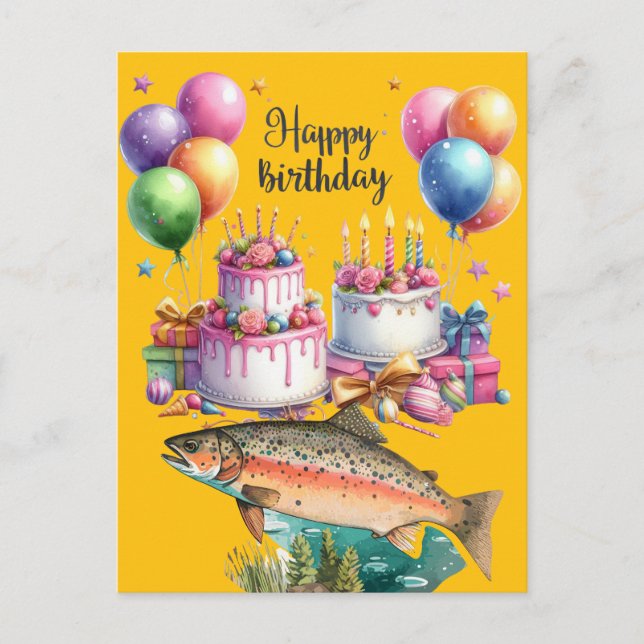 Postal Cumpleaños de amantes de la pesca  (Anverso)
