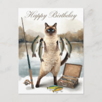 Cumpleaños de amantes de la pesca con acuarela de