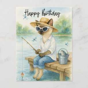 Postal Cumpleaños de amantes de la pesca de gatos 