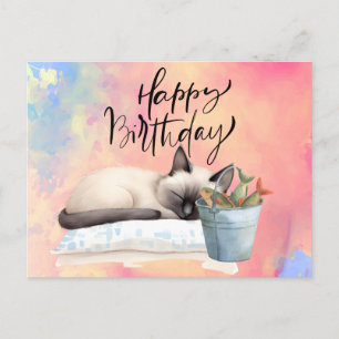 Postal Cumpleaños de amantes de la pesca de gatos con pes