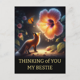 Postal Cumpleaños de amigo Bosque Oscuro Zorro Flora