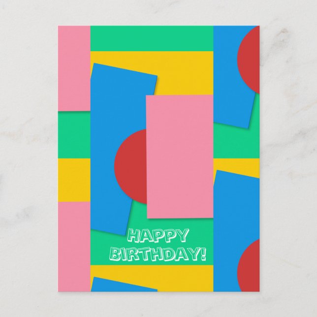 Postal Cumpleaños de Arte Abstracto Elegante Personalizad (Anverso)