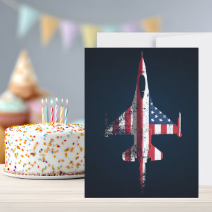 Postal Cumpleaños de Avión de Combate Patriótico de EE. U