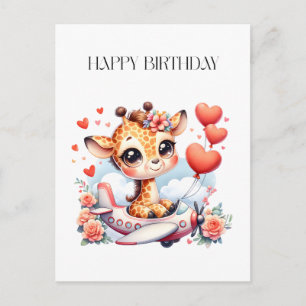 Postal Cumpleaños de Avión Jirafa