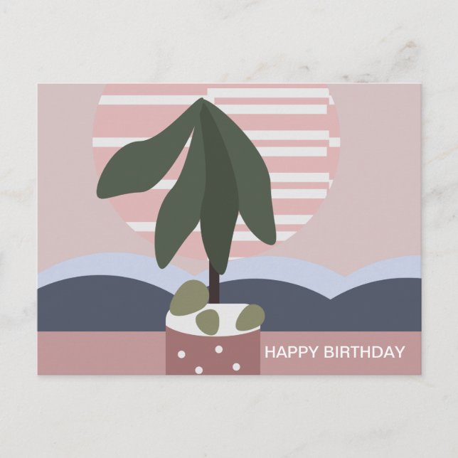 Postal Cumpleaños de Avocado Tree Blush Silenciado (Anverso)